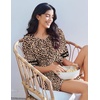 image:imageEkouaer Womens Pajamas 2 Piece Lounge Set Casual Oversized Short Sleeve Tops Biker Shorts Set Comfy Pjs Outfits SXXLLeopard