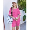 image:imageEkouaer Womens Pajamas 2 Piece Lounge Set Casual Oversized Short Sleeve Tops Biker Shorts Set Comfy Pjs Outfits SXXLLeopard Rose