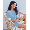 image:imageEkouaer Womens Pajamas 2 Piece Lounge Set Casual Oversized Short Sleeve Tops Biker Shorts Set Comfy Pjs Outfits SXXLLight Blue