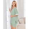 image:imageEkouaer Womens Pajamas 2 Piece Lounge Set Casual Oversized Short Sleeve Tops Biker Shorts Set Comfy Pjs Outfits SXXLLight Green