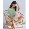 image:imageEkouaer Womens Pajamas 2 Piece Lounge Set Casual Oversized Short Sleeve Tops Biker Shorts Set Comfy Pjs Outfits SXXLLight Green