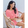 image:imageEkouaer Womens Pajamas 2 Piece Lounge Set Casual Oversized Short Sleeve Tops Biker Shorts Set Comfy Pjs Outfits SXXLOrange Pink