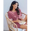 image:imageEkouaer Womens Pajamas 2 Piece Lounge Set Casual Oversized Short Sleeve Tops Biker Shorts Set Comfy Pjs Outfits SXXLPurple Red