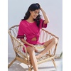 image:imageEkouaer Womens Pajamas 2 Piece Lounge Set Casual Oversized Short Sleeve Tops Biker Shorts Set Comfy Pjs Outfits SXXLRose Red
