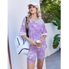 image:imageEkouaer Womens Pajamas 2 Piece Lounge Set Casual Oversized Short Sleeve Tops Biker Shorts Set Comfy Pjs Outfits SXXLTie Dye Purple