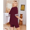image:imageEkouaer Womens Pajamas 2 Piece Lounge Set Casual Oversized Short Sleeve Tops Biker Shorts Set Comfy Pjs Outfits SXXLWine