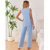 image:imageEkouaer Womens Pajamas Set Sleeveless Lounge Sets Comfy Tank Top and Pants Pjs Set V Neck 2 Piece Sleepwear SXXLBaby Blue