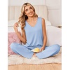 image:imageEkouaer Womens Pajamas Set Sleeveless Lounge Sets Comfy Tank Top and Pants Pjs Set V Neck 2 Piece Sleepwear SXXLBaby Blue