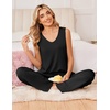 image:imageEkouaer Womens Pajamas Set Sleeveless Lounge Sets Comfy Tank Top and Pants Pjs Set V Neck 2 Piece Sleepwear SXXLBlack