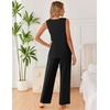 image:imageEkouaer Womens Pajamas Set Sleeveless Lounge Sets Comfy Tank Top and Pants Pjs Set V Neck 2 Piece Sleepwear SXXLBlack
