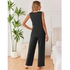 image:imageEkouaer Womens Pajamas Set Sleeveless Lounge Sets Comfy Tank Top and Pants Pjs Set V Neck 2 Piece Sleepwear SXXLDark Grey