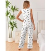 image:imageEkouaer Womens Pajamas Set Sleeveless Lounge Sets Comfy Tank Top and Pants Pjs Set V Neck 2 Piece Sleepwear SXXLFeather White