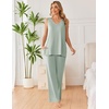 image:imageEkouaer Womens Pajamas Set Sleeveless Lounge Sets Comfy Tank Top and Pants Pjs Set V Neck 2 Piece Sleepwear SXXLLight Green