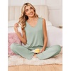 image:imageEkouaer Womens Pajamas Set Sleeveless Lounge Sets Comfy Tank Top and Pants Pjs Set V Neck 2 Piece Sleepwear SXXLLight Green