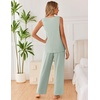 image:imageEkouaer Womens Pajamas Set Sleeveless Lounge Sets Comfy Tank Top and Pants Pjs Set V Neck 2 Piece Sleepwear SXXLLight Green