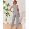 image:imageEkouaer Womens Pajamas Set Sleeveless Lounge Sets Comfy Tank Top and Pants Pjs Set V Neck 2 Piece Sleepwear SXXLLight Grey