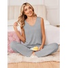 image:imageEkouaer Womens Pajamas Set Sleeveless Lounge Sets Comfy Tank Top and Pants Pjs Set V Neck 2 Piece Sleepwear SXXLLight Grey