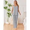 image:imageEkouaer Womens Pajamas Set Sleeveless Lounge Sets Comfy Tank Top and Pants Pjs Set V Neck 2 Piece Sleepwear SXXLLight Grey