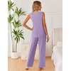 image:imageEkouaer Womens Pajamas Set Sleeveless Lounge Sets Comfy Tank Top and Pants Pjs Set V Neck 2 Piece Sleepwear SXXLLilac