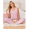 image:imageEkouaer Womens Pajamas Set Sleeveless Lounge Sets Comfy Tank Top and Pants Pjs Set V Neck 2 Piece Sleepwear SXXLPink