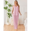 image:imageEkouaer Womens Pajamas Set Sleeveless Lounge Sets Comfy Tank Top and Pants Pjs Set V Neck 2 Piece Sleepwear SXXLPink