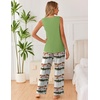 image:imageEkouaer Womens Pajamas Set Sleeveless Lounge Sets Comfy Tank Top and Pants Pjs Set V Neck 2 Piece Sleepwear SXXLTiedye Green