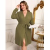image:imageEkouaer Womens Plus Size Robe Waffle Knit Bathrobe Short Lightweight Kimono Robes with Pockets Maternity Robe 1x5xArmy Green