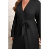 image:imageEkouaer Womens Plus Size Robe Waffle Knit Bathrobe Short Lightweight Kimono Robes with Pockets Maternity Robe 1x5xBlack