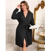 image:imageEkouaer Womens Plus Size Robe Waffle Knit Bathrobe Short Lightweight Kimono Robes with Pockets Maternity Robe 1x5xBlack