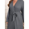 image:imageEkouaer Womens Plus Size Robe Waffle Knit Bathrobe Short Lightweight Kimono Robes with Pockets Maternity Robe 1x5xDark Grey
