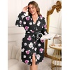 image:imageEkouaer Womens Plus Size Robe Waffle Knit Bathrobe Short Lightweight Kimono Robes with Pockets Maternity Robe 1x5xFloral Black