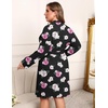 image:imageEkouaer Womens Plus Size Robe Waffle Knit Bathrobe Short Lightweight Kimono Robes with Pockets Maternity Robe 1x5xFloral Black