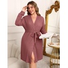 image:imageEkouaer Womens Plus Size Robe Waffle Knit Bathrobe Short Lightweight Kimono Robes with Pockets Maternity Robe 1x5xGray Purple