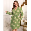 image:imageEkouaer Womens Plus Size Robe Waffle Knit Bathrobe Short Lightweight Kimono Robes with Pockets Maternity Robe 1x5xGreen Floral