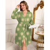 image:imageEkouaer Womens Plus Size Robe Waffle Knit Bathrobe Short Lightweight Kimono Robes with Pockets Maternity Robe 1x5xGreen Floral