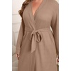 image:imageEkouaer Womens Plus Size Robe Waffle Knit Bathrobe Short Lightweight Kimono Robes with Pockets Maternity Robe 1x5xKhaki