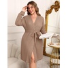 image:imageEkouaer Womens Plus Size Robe Waffle Knit Bathrobe Short Lightweight Kimono Robes with Pockets Maternity Robe 1x5xKhaki