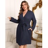 image:imageEkouaer Womens Plus Size Robe Waffle Knit Bathrobe Short Lightweight Kimono Robes with Pockets Maternity Robe 1x5xNavy Blue