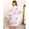 image:imageEkouaer Womens Plus Size Robe Waffle Knit Bathrobe Short Lightweight Kimono Robes with Pockets Maternity Robe 1x5xWhite Floral