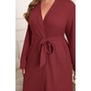 image:imageEkouaer Womens Plus Size Robe Waffle Knit Bathrobe Short Lightweight Kimono Robes with Pockets Maternity Robe 1x5xWine Red