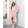 image:imageEkouaer Womens Plush Robes Long Soft Jacquard Fluffy Bathrobe Hooded Robe Sleepwear with PocketsA Pink
