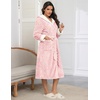 image:imageEkouaer Womens Plush Robes Long Soft Jacquard Fluffy Bathrobe Hooded Robe Sleepwear with PocketsA Pink