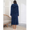 image:imageEkouaer Womens Plush Robes Long Soft Jacquard Fluffy Bathrobe Hooded Robe Sleepwear with PocketsB Navy Blue