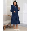 image:imageEkouaer Womens Plush Robes Long Soft Jacquard Fluffy Bathrobe Hooded Robe Sleepwear with PocketsB Navy Blue