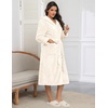 image:imageEkouaer Womens Plush Robes Long Soft Jacquard Fluffy Bathrobe Hooded Robe Sleepwear with PocketsB White