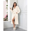 image:imageEkouaer Womens Plush Robes Long Soft Jacquard Fluffy Bathrobe Hooded Robe Sleepwear with PocketsB White