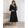 image:imageEkouaer Womens Plush Robes Long Soft Jacquard Fluffy Bathrobe Hooded Robe Sleepwear with PocketsBlack
