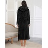 image:imageEkouaer Womens Plush Robes Long Soft Jacquard Fluffy Bathrobe Hooded Robe Sleepwear with PocketsBlack