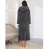 image:imageEkouaer Womens Plush Robes Long Soft Jacquard Fluffy Bathrobe Hooded Robe Sleepwear with PocketsDark Grey