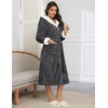 image:imageEkouaer Womens Plush Robes Long Soft Jacquard Fluffy Bathrobe Hooded Robe Sleepwear with PocketsDark Grey